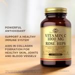 Solgar Vitamin C 1000 mg with Rose Hips Tablets - Pack of 100 - Immune System Support - for Tiredness and Fatigue - Collagen Formation Support - Vegan