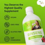 Ved Ginseng Liquid Food Supplement (500 ml) - with Siberian & Panax Ginseng - Supports Energy and Vitality - for Improved Concentration.