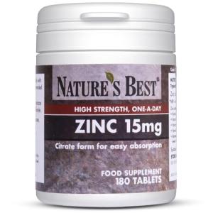 Nature's Best Zinc 15mg - Immune Support - High-Strength Citrate Form - Small, Easy-to-Swallow Tablets - UK Made - 180 Vegan Tablets (6 Months' Supply)