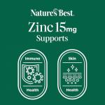 Nature's Best Zinc 15mg - Immune Support - High-Strength Citrate Form - Small, Easy-to-Swallow Tablets - UK Made - 180 Vegan Tablets (6 Months' Supply)
