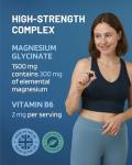 Magnesium Glycinate High Strength 1500mg - High Absorption, Easy to Digest - UK Made Supplement for Sleep & Energy - Mag Bisglycinate with Vitamin B6 Tablets - 300mg Elemental Magnesium - 60 Capsules