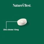 Nature's Best Zinc 15mg - Immune Support - High-Strength Citrate Form - Small, Easy-to-Swallow Tablets - UK Made - 180 Vegan Tablets (6 Months' Supply)