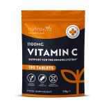 Nutravita Vitamin C Tablets 1100mg – 180 Premium Vegan and Vegetarian Tablets – 3 Month Supply - High Strength Ascorbic Acid - Vitamin C for The Immune System - Letterbox Friendly - Made in The UK