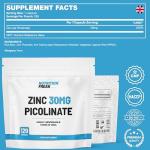 Zinc 30mg as Picolinate 120 Capsules Made in The UK by Freak Athletics