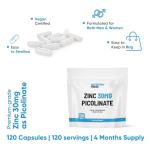 Zinc 30mg as Picolinate 120 Capsules Made in The UK by Freak Athletics