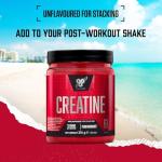 BSN DNA Creatine Monohydrate Powder, Sports Nutrition Pre Workout and Post Workout Supplement, to support and performance, Unflavoured, 216 g, 63 Servings