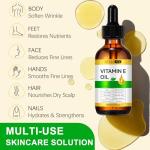 Vitamin E Oil 75,000 IU 60 ml- 100% Organic Pure Vitamin E Oil for Skin, Face, Hair, Body - Natural Antioxidant for Dryness, Wrinkles, Scars & Stretch Marks, Moisturizing and Firming Skin
