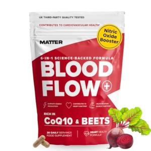 Blood Flow+ Nitric Oxide Booster Supplement - Beetroot, CoQ10, L-Citrulline & Pine Bark for Circulation, Heart Health & Blood Pressure Support - Beetroot for Energy & Stamina (90 Count)