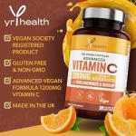 Vitamin C 1200mg Immune Support with Bioflavonoids and Rosehip | 180 Vegan Vitamin C Capsules not Tablets | Slow Release VIT C Ascorbic Acid | Made in The UK by YrHealth