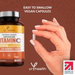 Vitamin C 1200mg Immune Support with Bioflavonoids and Rosehip | 180 Vegan Vitamin C Capsules not Tablets | Slow Release VIT C Ascorbic Acid | Made in The UK by YrHealth
