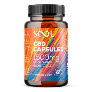 SOOL CBD Capsules 1500mg 30pcs | 50mg CBD per Capsule | Broad Spectrum CBD High Strength blendeed with Hemp Oil | CBD Oil Capsules | Cannabidiol CBD Oil for Pain, Stress & Anxiety Relief for Adults
