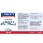 Lamberts Natural Vitamin E 400iu – d-Alpha Tocopherol for Antioxidant Protection – Gelatin-Free – 60 Vegan Capsules