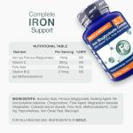 Zipvit Iron Tablets High Strength with Vitamin C, B12 & Folic Acid, 180 Vegan Energy Tablets, Iron Supplements for Women & Men for Energy & Absorption