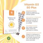 Healthspan Vitamin D3 50 Plus (180 Capsules) | Ideal for Anyone Over 50 | Super Strength | Immune Health | Bone, Teeth & Muscle Health | Contains 50 mcg of Natural Vitamin D3 Per Tablet | Vegetarian