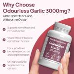 High Strength Odourless Garlic Capsules with Added Vitamin C, Thiamine and Iron | 360 Vegan & Vegetarian Capsules | Heart Health & Circulation Support | Fast Release & Absorption | UK Made