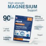 Zipvit Magnesium 500mg, 90 Vegan Tablets, High Strength Magnesium Supplement, Supports Bones and Teeth, Muscle Energy, Reduces Tiredness and Fatigue, 3 Month Supply