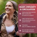 High Strength Odourless Garlic Capsules with Added Vitamin C, Thiamine and Iron | 360 Vegan & Vegetarian Capsules | Heart Health & Circulation Support | Fast Release & Absorption | UK Made