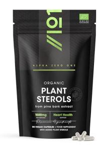 Organic Plant Sterols 1500mg - Sourced from Pine Bark Extract - 90 Vegan Capsules - Heart Health Support Herbal Supplement - Resealable and Recyclable Pouch - By Alpha01
