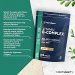 Vitamin B Complex High Strength | 365 Tablets (1 Year Supply) | All 8 B Vitamins | Vitamin B1, B2, B3, B5, B6, B12, Choline, Folic Acid & Biotin | Vegan | by Horbaach
