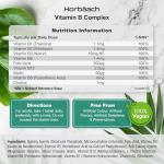 Vitamin B Complex High Strength | 365 Tablets (1 Year Supply) | All 8 B Vitamins | Vitamin B1, B2, B3, B5, B6, B12, Choline, Folic Acid & Biotin | Vegan | by Horbaach
