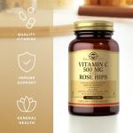 Solgar Vitamin C 500 mg with Rose Hips Tablets - Pack of 100 - Healthy Immune System and Energy Levels - Antioxidant - Supports Collagen Formation - Vegan, Gluten Free and Kosher