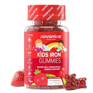 Kids Iron Gummies - Iron Supplements with Vitamin C - Energy & Immune System - Iron Gummies for Kids - Alternative to Iron Tablets for Kids - 30 Gummies - Vegan & Gluten-Free - Novomins