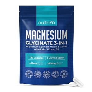 Magnesium Glycinate 3-in-1 Complex 2000mg | Magnesium Glycinate, Malate & Citrate with Vitamin B6 | 120 Capsules - 2 Months Supply | High Absorption | No Fillers or Binders | 3rd Party Tested