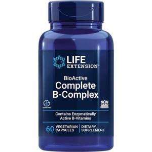 Life Extension, BioActive Complete B-Complex, 60 Vegan Capsules, Laboratory-Tested, Vegetarian, Gluten-Free, SOYA-Free, Non-GMO