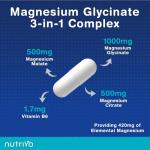 Magnesium Glycinate 3-in-1 Complex 2000mg | Magnesium Glycinate, Malate & Citrate with Vitamin B6 | 120 Capsules - 2 Months Supply | High Absorption | No Fillers or Binders | 3rd Party Tested