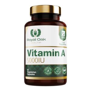 Royal Oak Health Vitamin A 5000IU | 60 Vegan Capsules | Retinyl Acetate | Supports Vision, Skin & Immune Function | Gluten & Dairy Free | Made in Britain