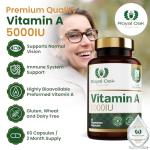 Royal Oak Health Vitamin A 5000IU | 60 Vegan Capsules | Retinyl Acetate | Supports Vision, Skin & Immune Function | Gluten & Dairy Free | Made in Britain