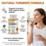 Organic Turmeric and Black Pepper Capsules 700 mg - High Strength Tumeric Supplement - 240 Vegan Turmeric Capsules (8-Month Supply) - Tumeric Curcumin with Organic - Manufactured in the UK