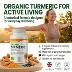 Organic Turmeric and Black Pepper Capsules 700 mg - High Strength Tumeric Supplement - 240 Vegan Turmeric Capsules (8-Month Supply) - Tumeric Curcumin with Organic - Manufactured in the UK