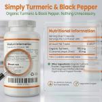 Organic Turmeric and Black Pepper Capsules 700 mg - High Strength Tumeric Supplement - 240 Vegan Turmeric Capsules (8-Month Supply) - Tumeric Curcumin with Organic - Manufactured in the UK