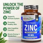 Nutrabytes Zinc Capsules 50mg | 180 Capsules | 6 Months Supply | Zinc Supplements for Men & Women, 1-a-Day | No Artificial Flavours | Non-GMO, Vegan & Magnesium Stearate-Free | UK Made
