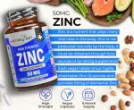 Nutrabytes Zinc Capsules 50mg | 180 Capsules | 6 Months Supply | Zinc Supplements for Men & Women, 1-a-Day | No Artificial Flavours | Non-GMO, Vegan & Magnesium Stearate-Free | UK Made