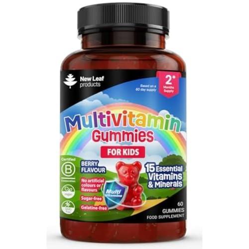 Multivitamins for Children Kids Sugar Free Multivitamin Gummies Two Months + Zinc 15 Essential Vitamins A, B3, B5, B6, B7, B9, B12, C, D3, E with Minerals, Gluten-Free Vegan Halal Multivits for Kids