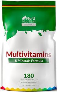 Nu U Nutrition - A-Z Multivitamin Tablets for Women & Men - 180 Tablets - 6 Month Supply - 25 High Strength Essential Nutrients Including Iron, Zinc, Magnesium, Vitamin B12, C & D3 - Made in The UK