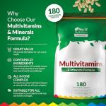 Nu U Nutrition - A-Z Multivitamin Tablets for Women & Men - 180 Tablets - 6 Month Supply - 25 High Strength Essential Nutrients Including Iron, Zinc, Magnesium, Vitamin B12, C & D3 - Made in The UK