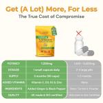 Turmeric Curcumin Capsules 7,200mg, 95% Curcuminoids, with Ginger, Black Pepper & Vitamins C, D3, K2, Zinc – 1‑a‑Day Vegan Supplement – 3 Month Supply – UK Made ISO Certified