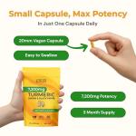 Turmeric Curcumin Capsules 7,200mg, 95% Curcuminoids, with Ginger, Black Pepper & Vitamins C, D3, K2, Zinc – 1‑a‑Day Vegan Supplement – 3 Month Supply – UK Made ISO Certified
