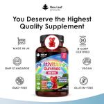 Multivitamins for Children Kids Sugar Free Multivitamin Gummies Two Months + Zinc 15 Essential Vitamins A, B3, B5, B6, B7, B9, B12, C, D3, E with Minerals, Gluten-Free Vegan Halal Multivits for Kids