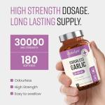 VitaBright Odourless Garlic Capsules High Strength | 30,000mg | 180 Capsules | 2 A Day | Garlic Tablets for Adults | Odourless Extract Supplement | High Allicin Pearls for Women & Men