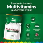 Nu U Nutrition - A-Z Multivitamin Tablets for Women & Men - 180 Tablets - 6 Month Supply - 25 High Strength Essential Nutrients Including Iron, Zinc, Magnesium, Vitamin B12, C & D3 - Made in The UK