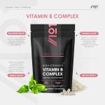 Vitamin B Complex - All Eight B Vitamins for Energy Support – 180 Vegan Capsules - B1,B2,B3,B5,B6,B12 & D3 - Resealable and Recyclable Pouch by Alpha01