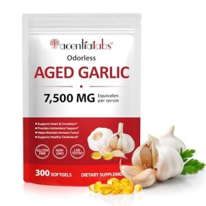 Aged Garlic Extract 7500mg Odorless Softgels – High Potency Garlic Supplement for Heart & Immune Support, Antioxidant Herbal Capsules, Non-GMO, All-Natural Wellness Daily Supplement