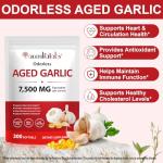 Aged Garlic Extract 7500mg Odorless Softgels – High Potency Garlic Supplement for Heart & Immune Support, Antioxidant Herbal Capsules, Non-GMO, All-Natural Wellness Daily Supplement