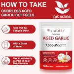 Aged Garlic Extract 7500mg Odorless Softgels – High Potency Garlic Supplement for Heart & Immune Support, Antioxidant Herbal Capsules, Non-GMO, All-Natural Wellness Daily Supplement