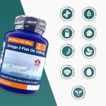 Omega 3 Fish Oil 1000mg, 120 Softgel Capsules. 4 Months Supply. EPA 180mg DHA 120mg. Supports Heart, Brain Function and Eye Health