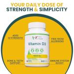 Vitamin D3 4000iu 1 Year Supply | Premium High Strength Supplement | 365 Easy to Swallow Softgel Capsule | One a Day, Year Supply | Supports Healthy Bones, Teeth, Muscle and Immune System | UK Made